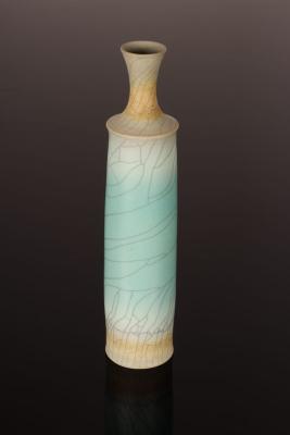 Appraisal: David White - porcelain bottle vase pale blue crackled glaze