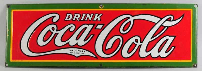 Appraisal: Coca-Cola Porcelain Sign Classic five-color kick plate is heavily made