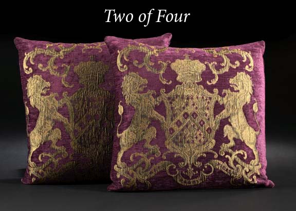 Appraisal: Opulent Set of Four Continental Royal Purple Velvet and Gold