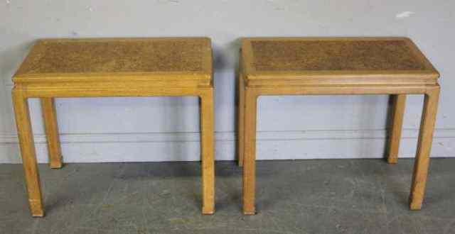 Appraisal: Scarce Pair of Midcentury Signed Asian ModernDunbar End Tables With