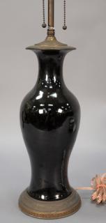 Appraisal: Chinese mirror black glazed porcelain vase made into a table