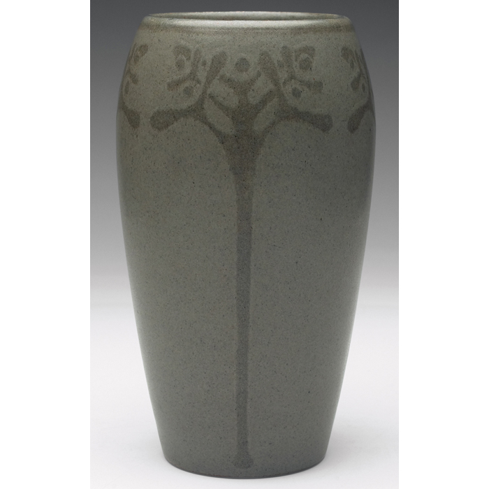 Appraisal: Marblehead vase tapered shape with stylized tree designs covered in