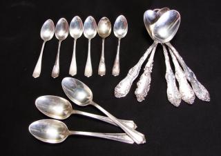 Appraisal: Description Group of Sterling Spoons pieces total including teaspoons long