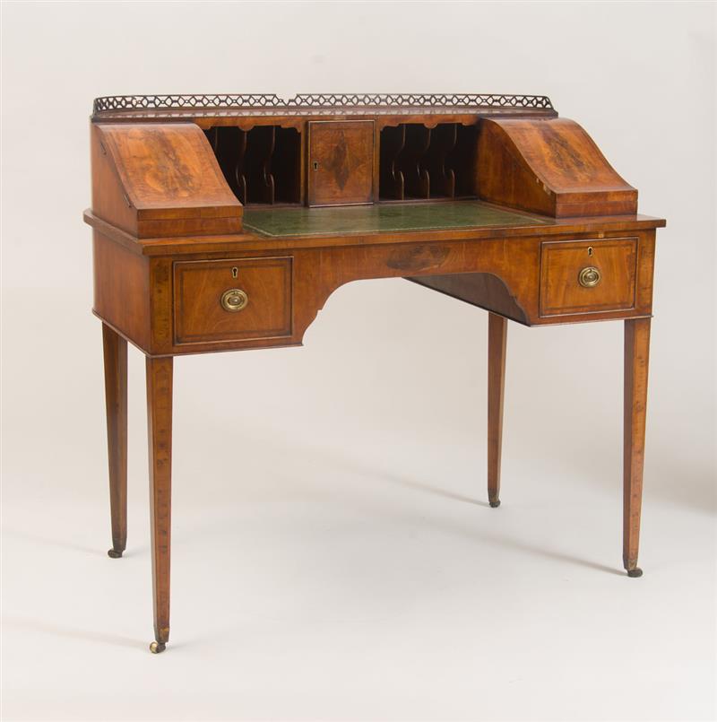 Appraisal: GEORGE III STYLE INLAID MAHOGANY CARLTON HOUSE DESK With inset