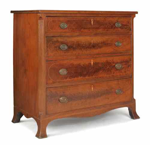 Appraisal: Pennsylvania Federal walnut chest of drawers ca with crotch veneer