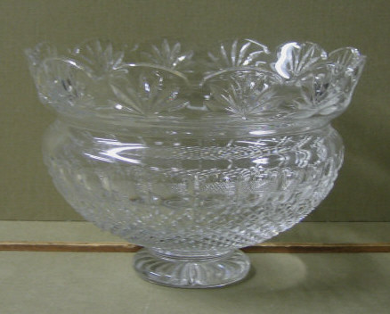 Appraisal: ANGLO-IRISH CUT GLASS CENTER BOWL Footed Monteith shape cut with