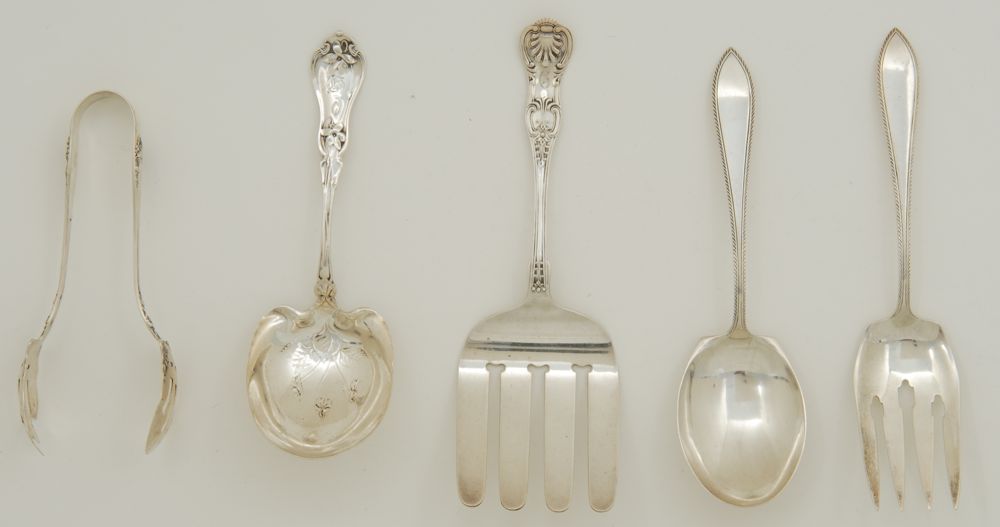 Appraisal: FIVE STERLING SILVER SERVING PIECES By various makers Consists of