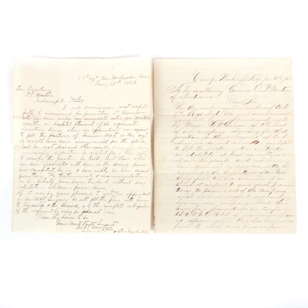 Appraisal: TWO CIVIL WAR LETTERS LETTER SIGNED BY COMPANY MEMBERS AT