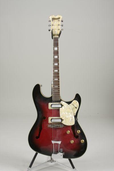 Appraisal: Stewart Thin Hollowbody Electric Guitar probably Japanese double cutaway red