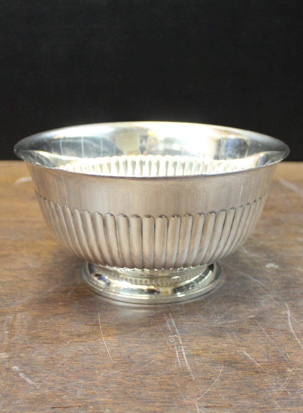 Appraisal: STERLING SILVER FOOTED BOWL circular form with ribbed design Dimensions