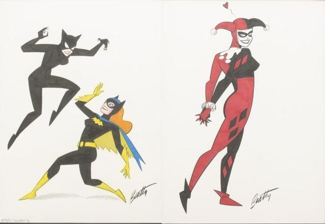 Appraisal: Framed DC Comics ink and marker drawings on paper Catwoman