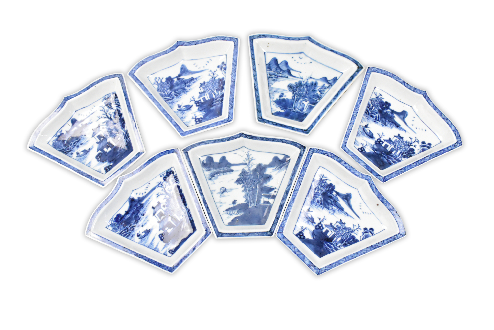 Appraisal: A group of Chinese blue and white saucer dishes dating