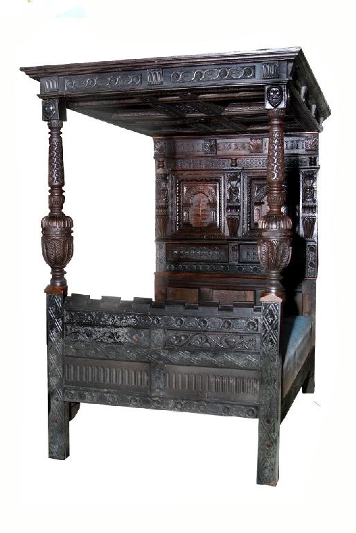 Appraisal: An Old English oak full tester bedstead constructed from th