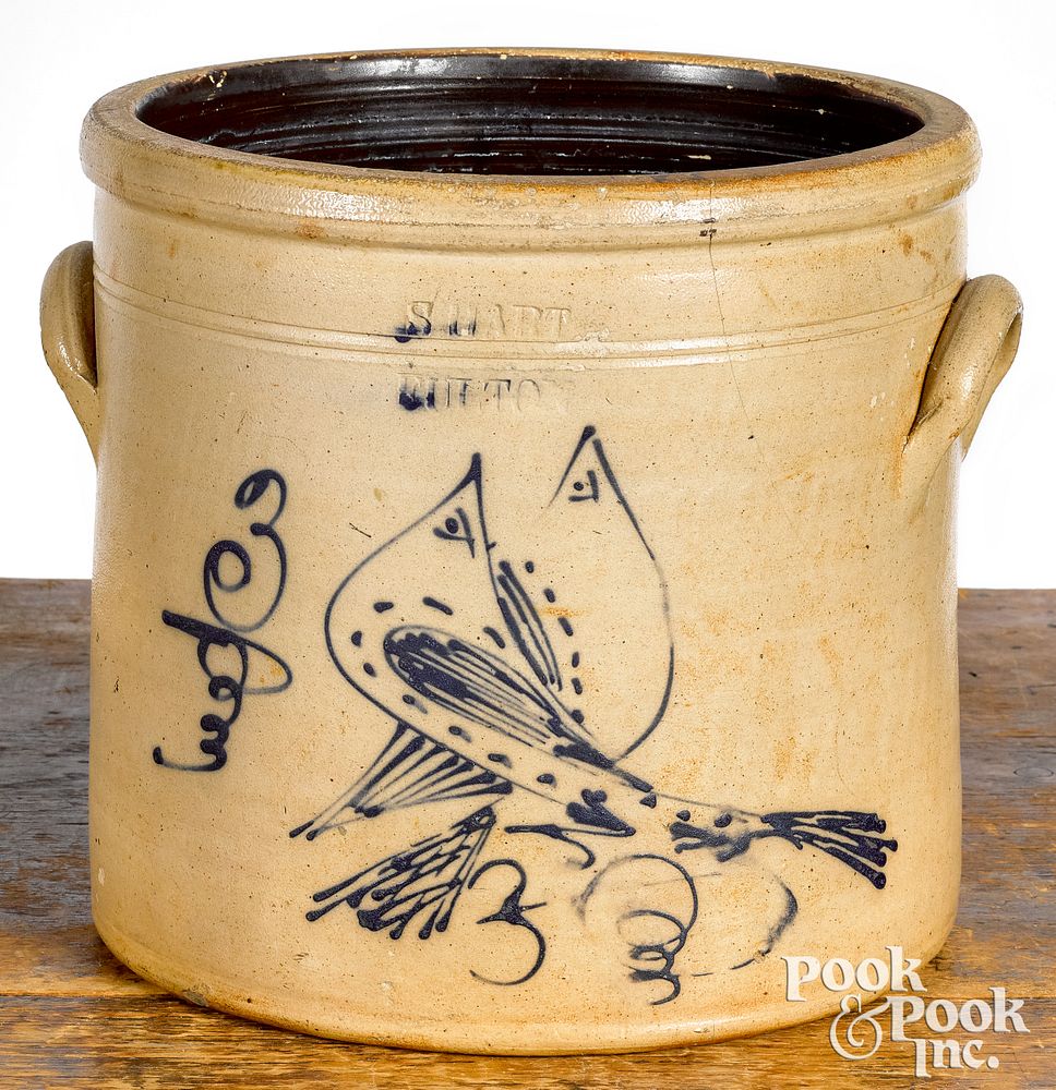 Appraisal: New York three-gallon stoneware crock New York three-gallon stoneware crock