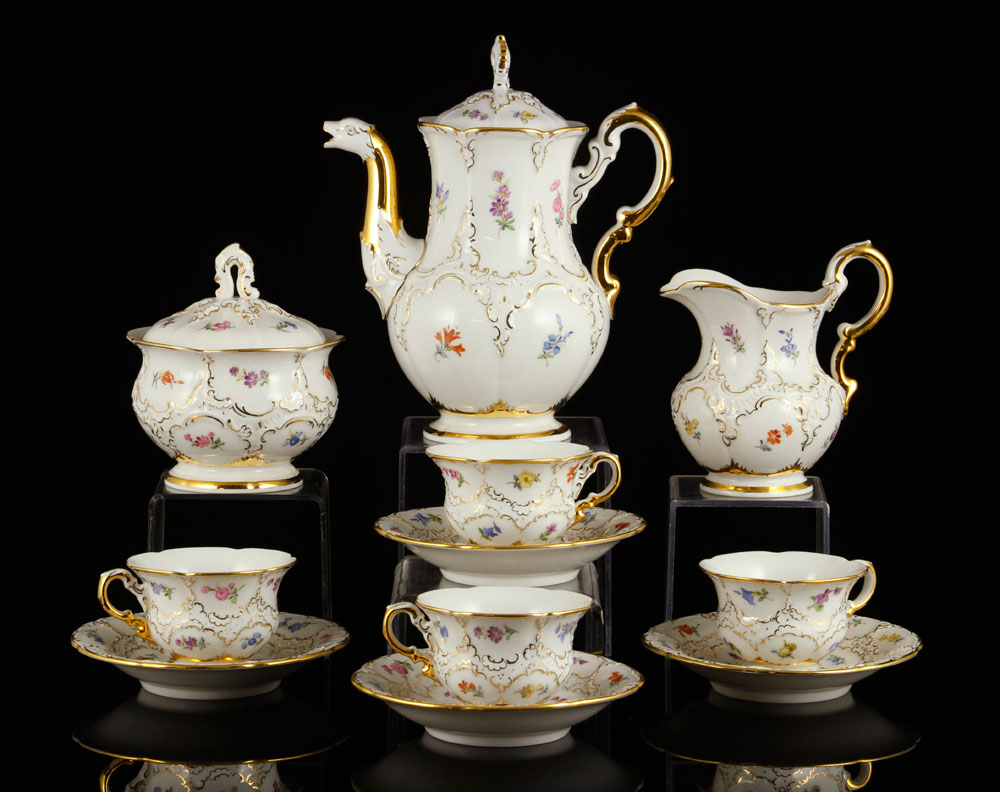 Appraisal: - Meissen Tea Set Meissen tea set to include four