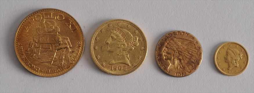 Appraisal: UNITED STATES GOLD COINS Including One Dollar about very fine