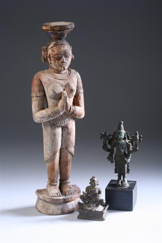 Appraisal: INDIAN BRONZE FIGURE OF VISHNU Together with figure of deity