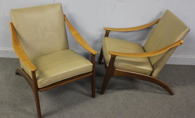 Appraisal: Pair of Komfort Danish Lounge Chairs Branded Komfort Made in