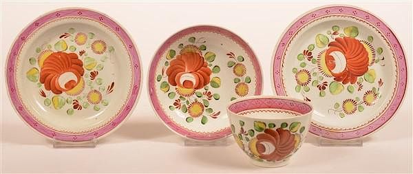 Appraisal: Four Pieces of Kings Rose Soft Paste China Four Pieces