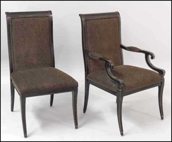 Appraisal: SET OF TEN KARGES EBONIZED WOOD DINING CHAIRS Comprising two