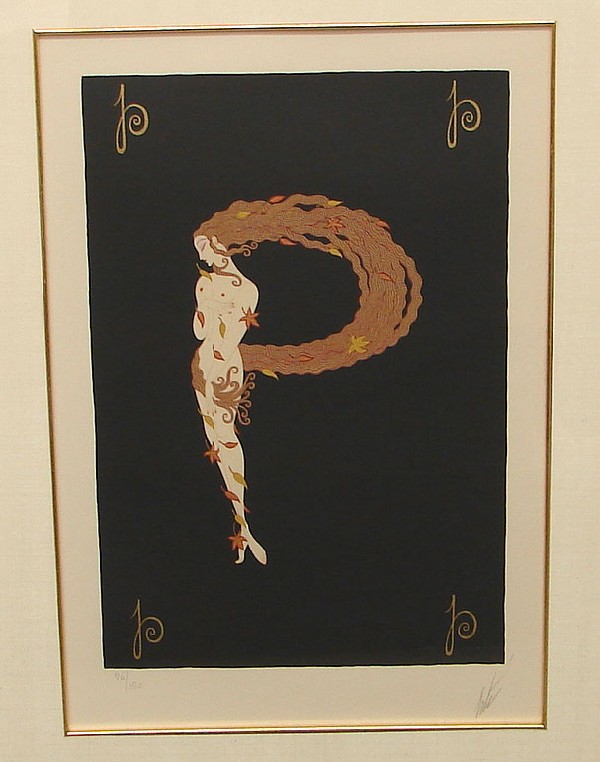 Appraisal: Letter P serigraph x signed in pencil at bottom Erte