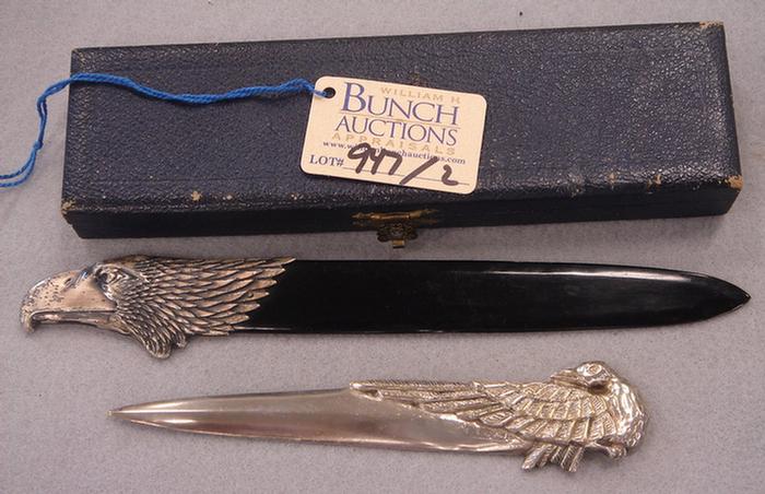 Appraisal: Vintage metal bird form letter opener artist signed and dated