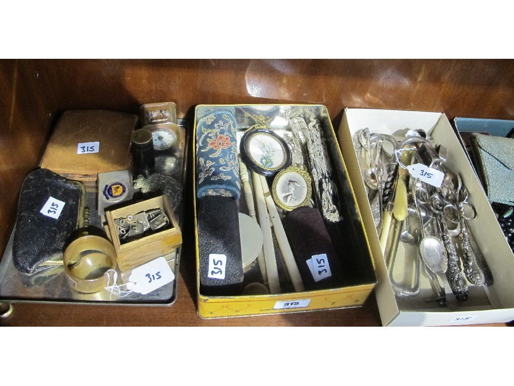 Appraisal: A lot comprising three boxes of miscellania - travel clocks