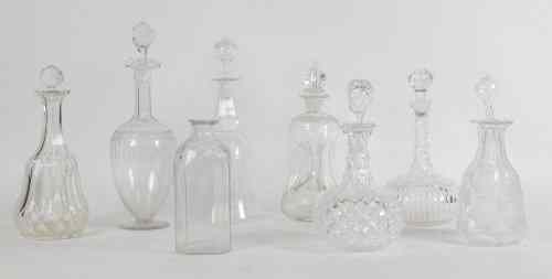 Appraisal: An engraved bell shaped decanter cm high an hourglass shaped