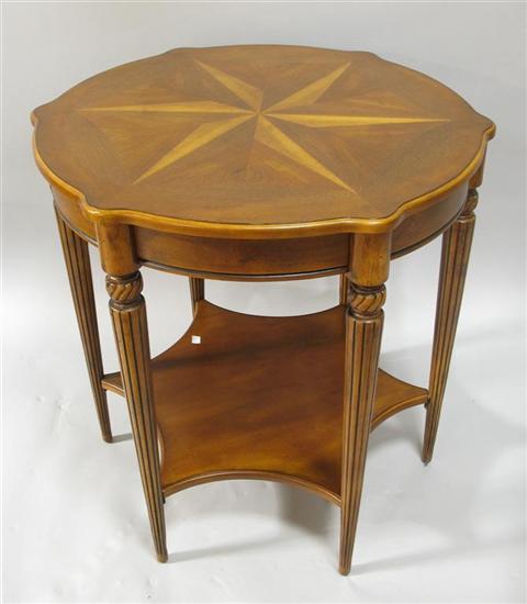 Appraisal: MODERN HEXAGONAL STARBURST INLAID SIDE TABLE th century the hexagonal