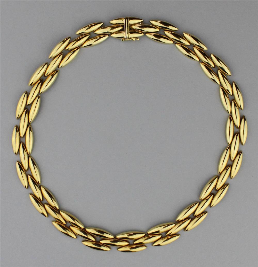 Appraisal: CARTIER K YELLOW GOLD NECKLACE WITH NAVETTE SHAPED LINKS the