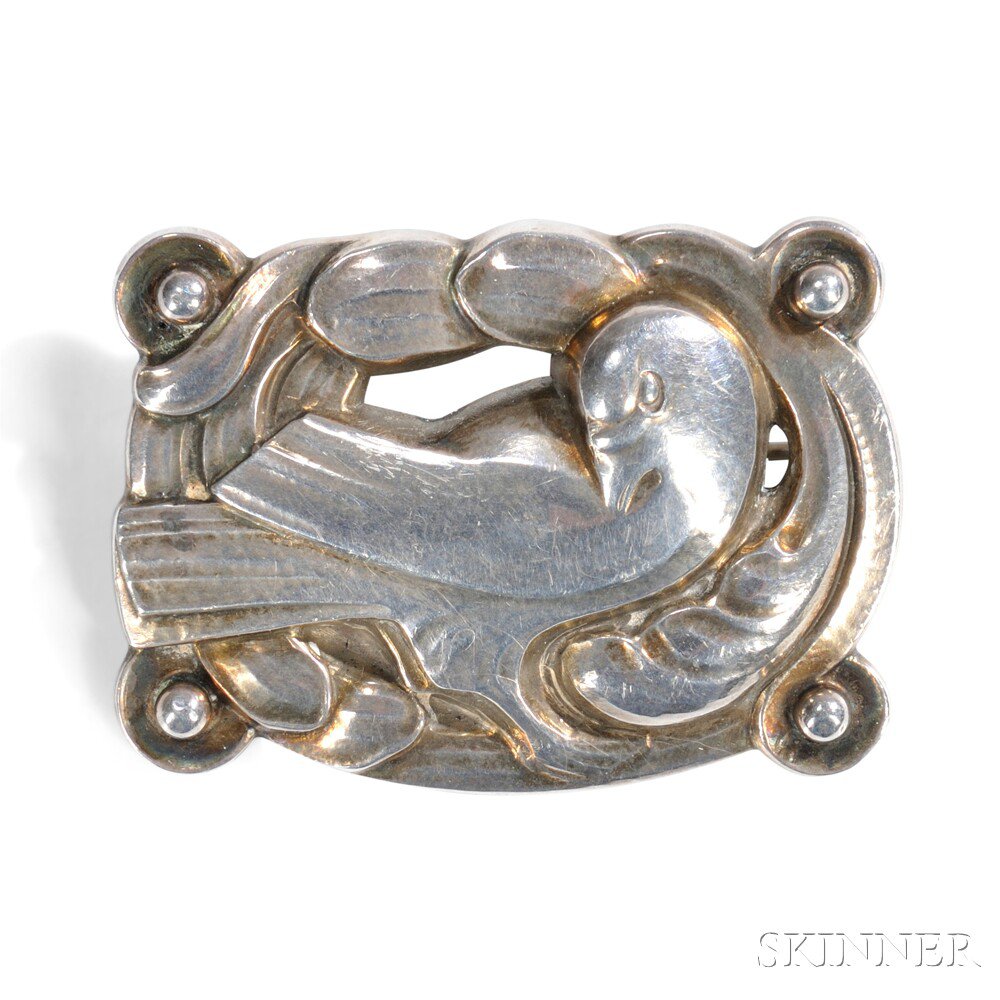 Appraisal: Georg Jensen Dove Brooch Sterling silver Denmark c The bird