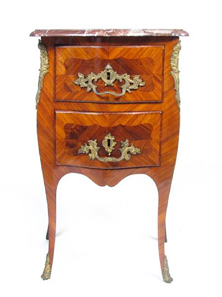 Appraisal: A pair of Louis XV style kingwood petite commodes height