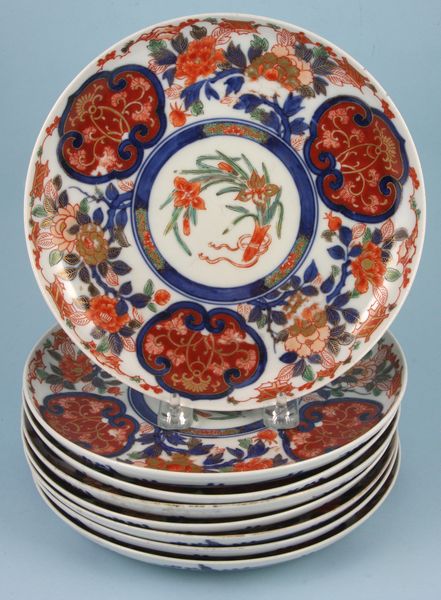 Appraisal: Set of eight th Century Japanese Imari plates diam singed