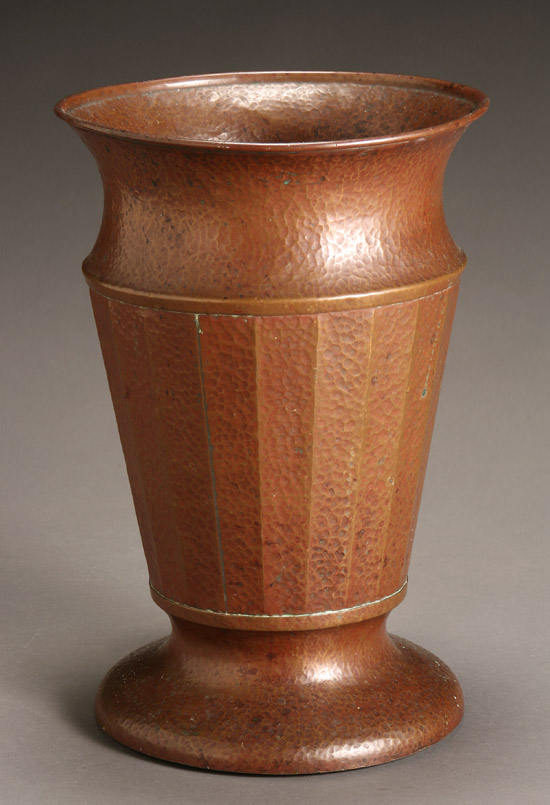 Appraisal: Joseph Heinrichs Hammered Copper Vase - Having a hammer-textured ground