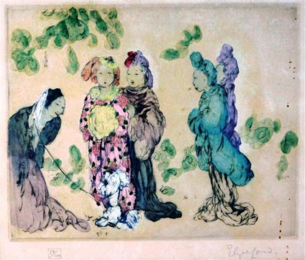 Appraisal: Elyse Ashe Lord England - colored etching five women in