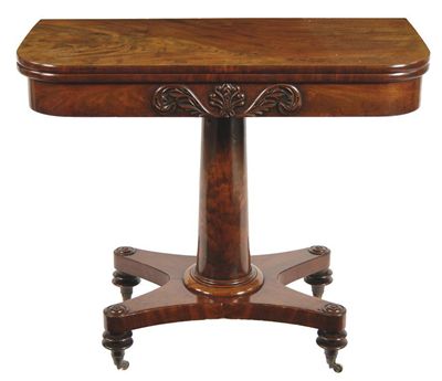 Appraisal: A George IV mahogany card table the 'D' shape hinged