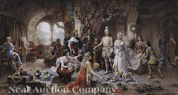 Appraisal: A Color Lithograph of The Wedding after Emmanuel Oberhauser Austrian