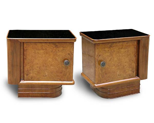 Appraisal: A pair of Italian Art Deco burl walnut and rosewood