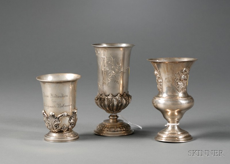 Appraisal: Three Silver Kiddush Cups th th century two Austro-Hungarian one