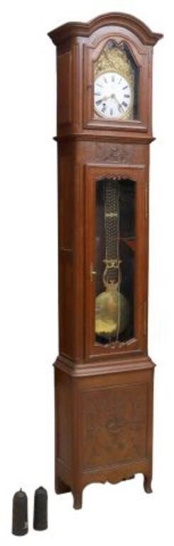 Appraisal: French Morbier oak longcase clock th c case having bonnet