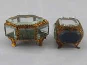 Appraisal: Two French gilt metal mounted display boxes with bevelled glass