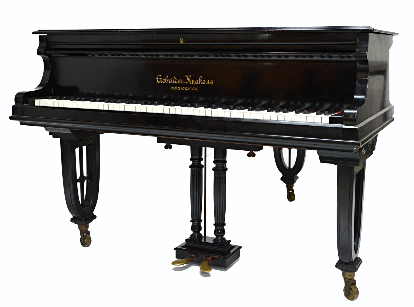 Appraisal: An early th century ebonised overstrung symmetrical grand piano in