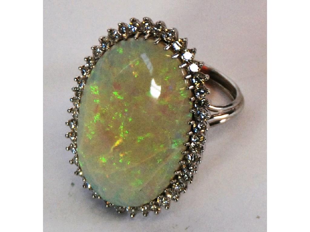 Appraisal: ct WHITE GOLD RING SET WITH A LARGE OVAL OPAL