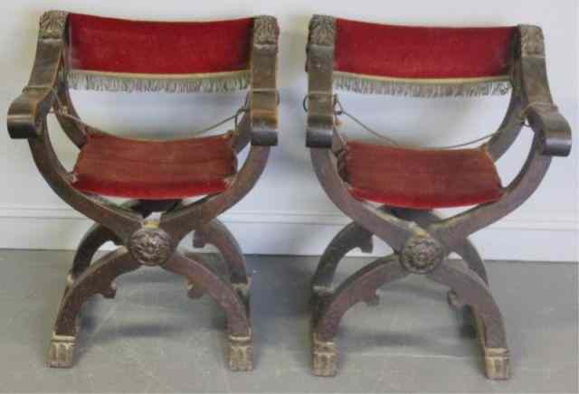 Appraisal: Pair of th Savonarola Chairs From a Scarsdale NY home