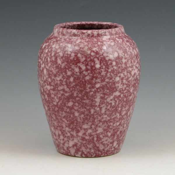 Appraisal: Robinson Ransbottom vase in maroon with white mottling Marked USA