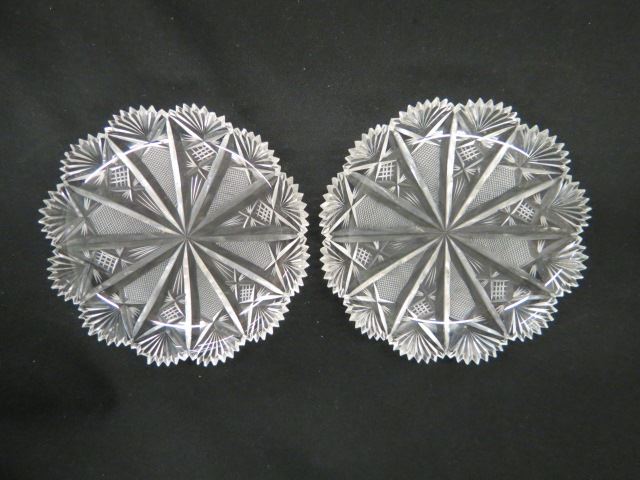 Appraisal: Cut Glass Dessert Dishes diamond and fan variation diameter excellent