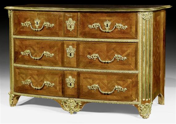 Appraisal: COMMODE Louis XIV Paris circa Purpleheart and rosewood in veneer