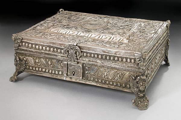 Appraisal: A Spanish Colonial silver ecclesiastical table box th th century