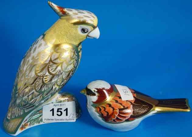 Appraisal: Royal Crown Derby paperweights Citron Cockatoo and a House Sparrow