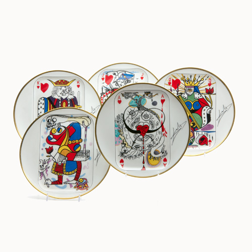 Appraisal: SALVADOR DALI LIMOGES Set of five Puiforcat Royal Flush dishes